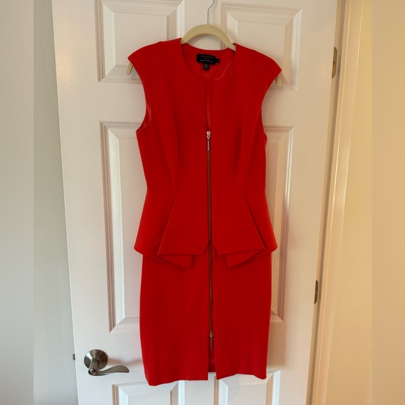 Ted Baker Red Peplum Dress - Picture 1 of 3
